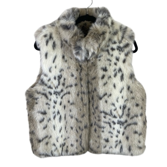 Valerie Stevens Women’s Chic Faux Fur Animal Print Full-Zip Vest Sz Appx M/L - Picture 1 of 14
